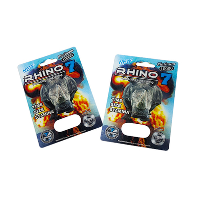 Embalagem de bolhas de plástico Cartões para Rhino 69 Série de pílulas de aumento do sexo masculino Embalagem personalizável